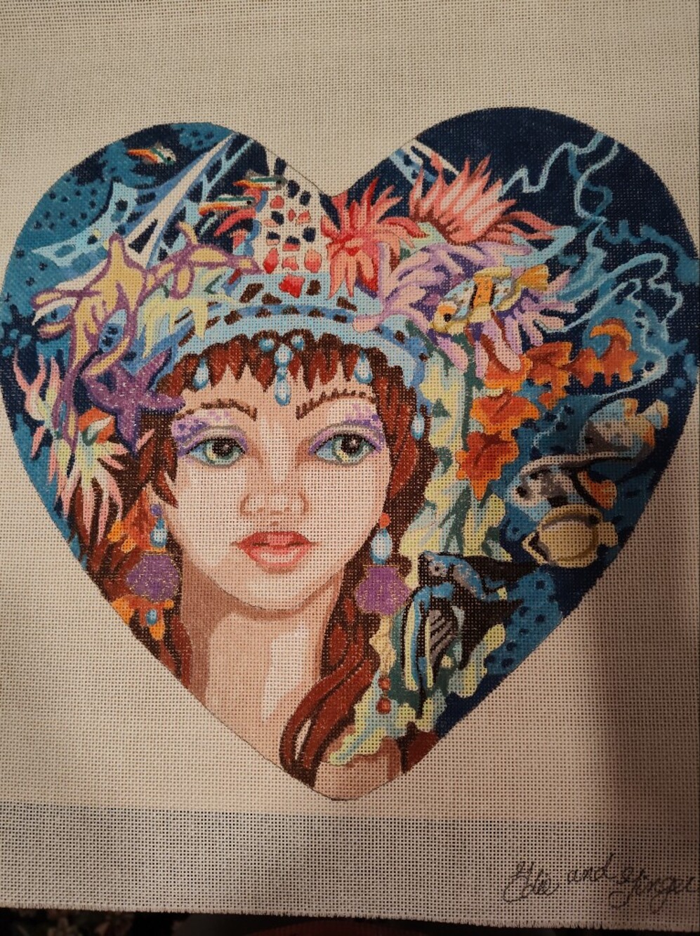 Colorful Vintage Needlepoint Canvas